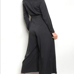 Wide leg Jumpsuit with button down long sleeve
